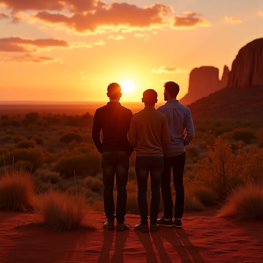 Company founders in outback landscape